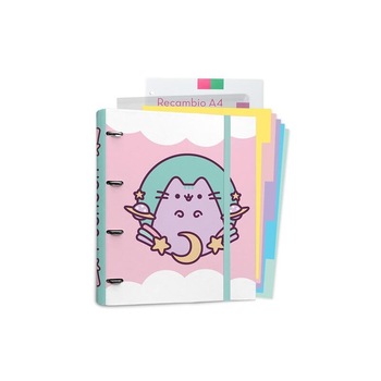 Biblioraft A4 Pusheen the cat 2, 4 inele,inchidere cu elastic, din carton laminat Biblioraft A4 Pusheen the cat 2, 4 inele,inchidere cu elastic, din carton laminat