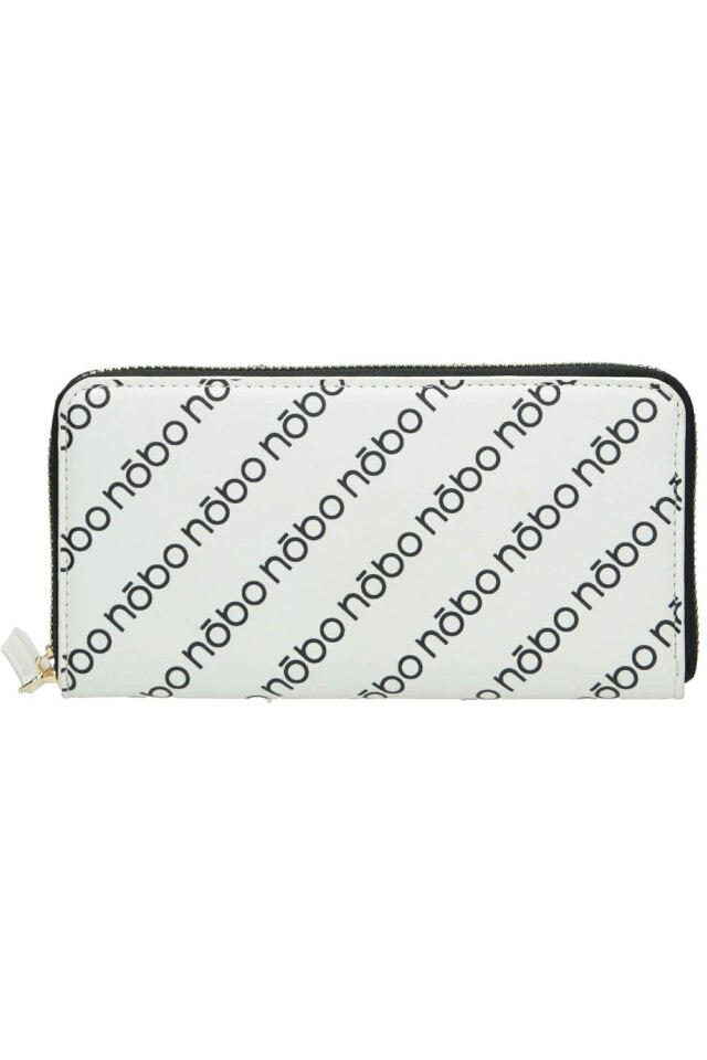 Portofel pentru femei, Nobo, NPUR-J0080-C000, Piele ecologica, 10x19.5x2.5 cm, Alb/Negru