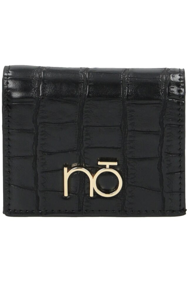 Portofel pentru femei, Nobo, NPUR-L1030-C020, Piele ecologica, 9.5x11x2.5 cm, Negru/Auriu