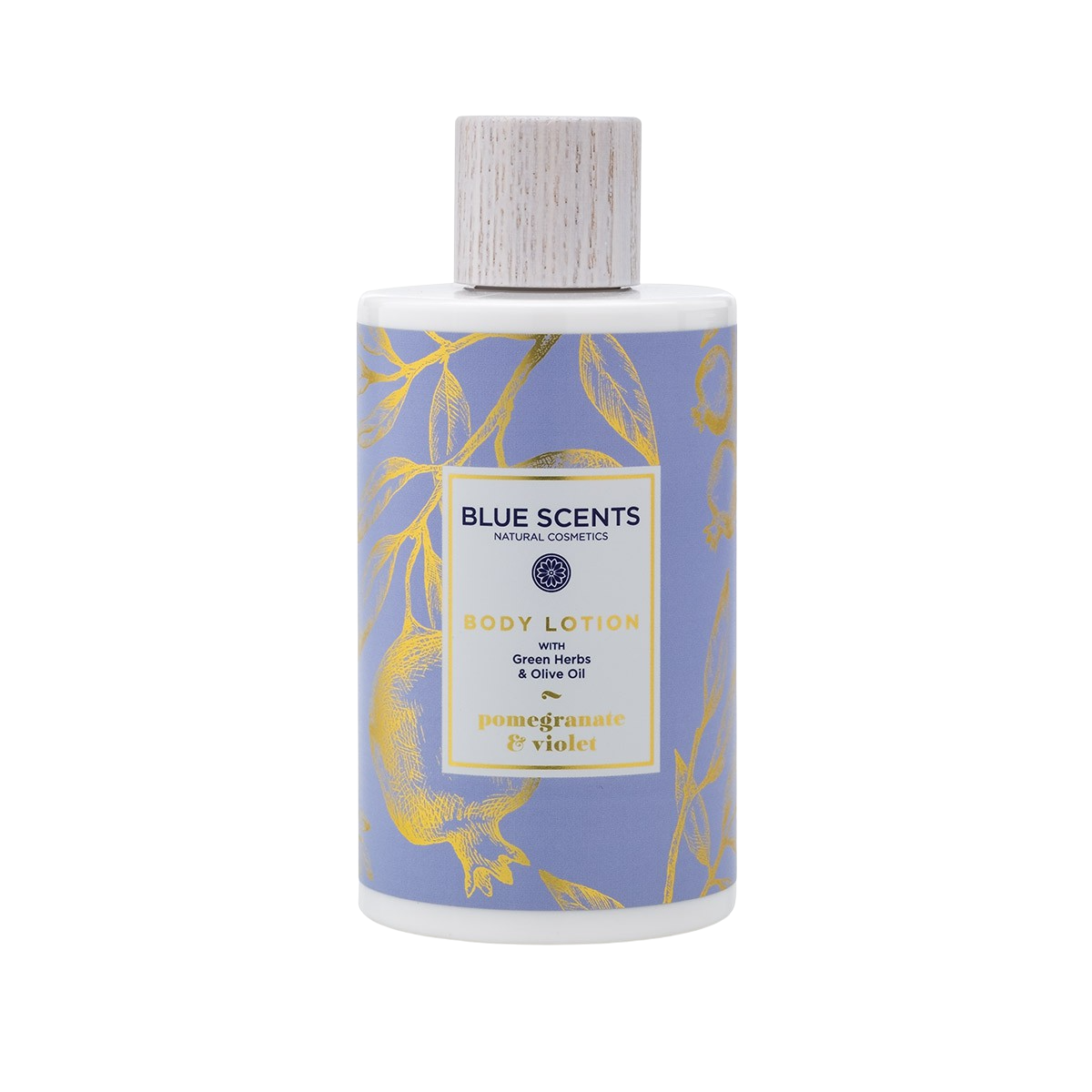 Lotiune de corp Blue Scents cu rodie si violete, ulei de masline si unt de shea, 300 ml