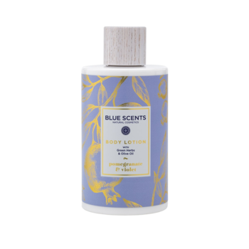 Lotiune de corp Blue Scents cu rodie si violete, ulei de masline si unt de shea, 300 ml Lotiune de corp Blue Scents cu rodie si violete, ulei de masline si unt de shea, 300 ml