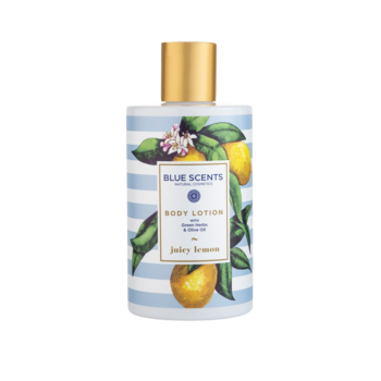 Lotiune de corp Blue Scents cu lamaie, ulei de masline, unt de shea, 300 ml Lotiune de corp Blue Scents cu lamaie, ulei de masline, unt de shea, 300 ml