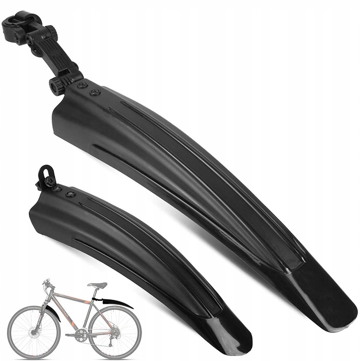 Set De Aparatori Pentru Bicicleta, 100x38.6 cm, Fabricate Din Materiale Durabile, Potrivite Pentru Biciclete Cu Dimensiunea Rotilor 24 - 28", Montare Spate Pe Suportul Seii Ø 27.2-34.9 mm, Negru