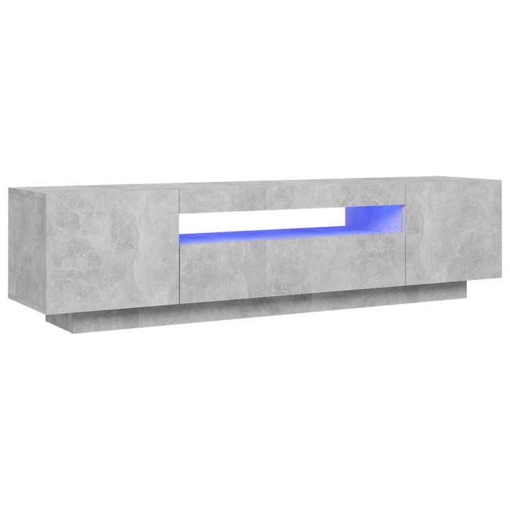 ТВ шкаф с LED осветление vidaXL, бетонно сив, 160x35x40 см