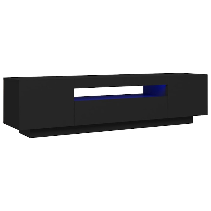 ТВ шкаф с LED осветление vidaXL, черен, 160x35x40 см
