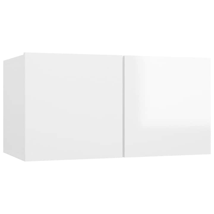 Comoda TV suspendata Zakito Europe, 2 compartimente, alb lucios, 60x30x30cm