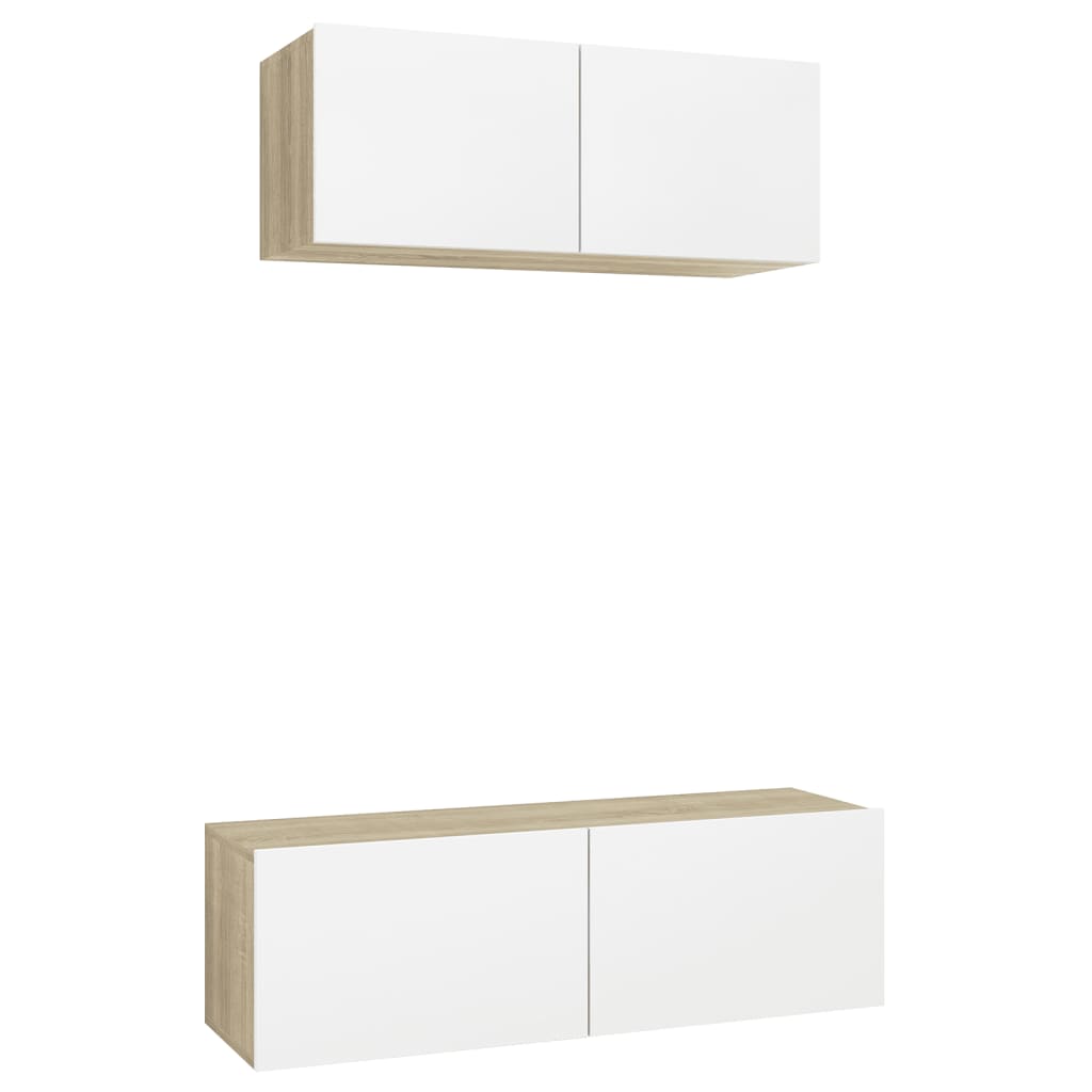 Set dulap TV vidaXL, PAL, 80/100 x 30 x 30 cm, Bej