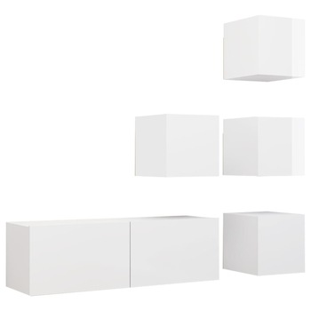 Set dulap TV vidaXL, PAL, 100 x 30 x 30 cm, Alb Set dulap TV vidaXL, PAL, 100 x 30 x 30 cm, Alb