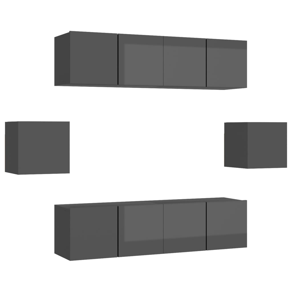 Set dulap TV vidaXL, PAL, 60 x 30 x 30 cm, Gri 32.4 kg