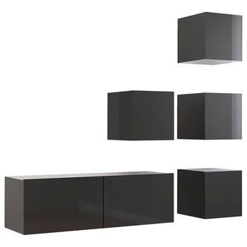 Set dulap TV vidaXL, PAL, 100 x 30 x 30 cm, Gri Set dulap TV vidaXL, PAL, 100 x 30 x 30 cm, Gri