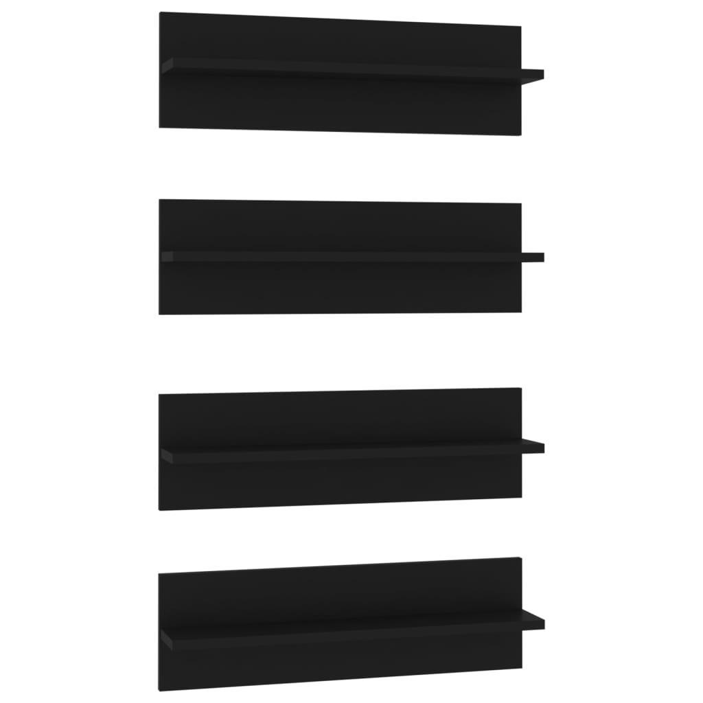 Set rafturi de perete, 4 buc, negru, 60x11,5x18 cm, PAL 807318