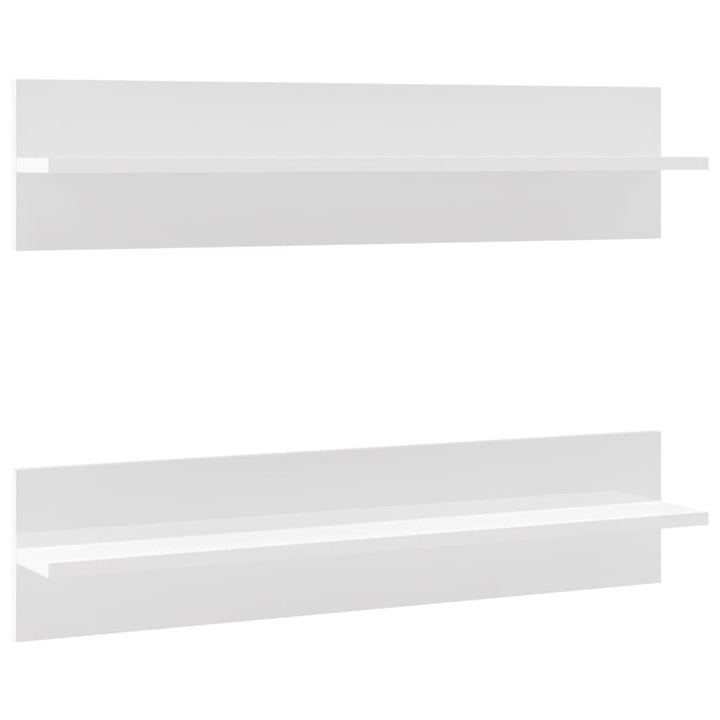 Rafturi de perete, 2 buc., alb extralucios, 80x11,5x18 cm, PAL 807345