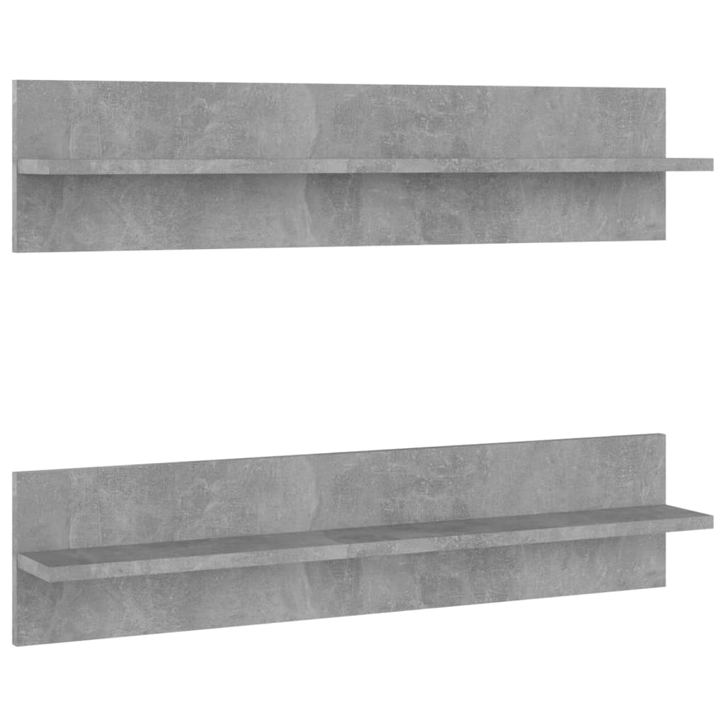 Rafturi de perete, 2 buc., gri beton, 80x11,5x18 cm, PAL 807341