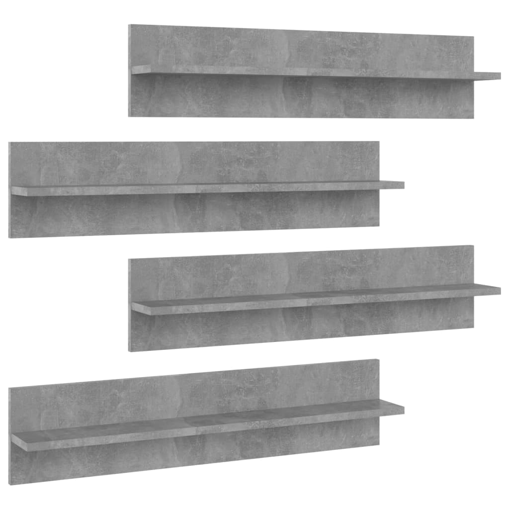 Rafturi de perete, 4 buc., gri beton, 80x11,5x18 cm, PAL 807342