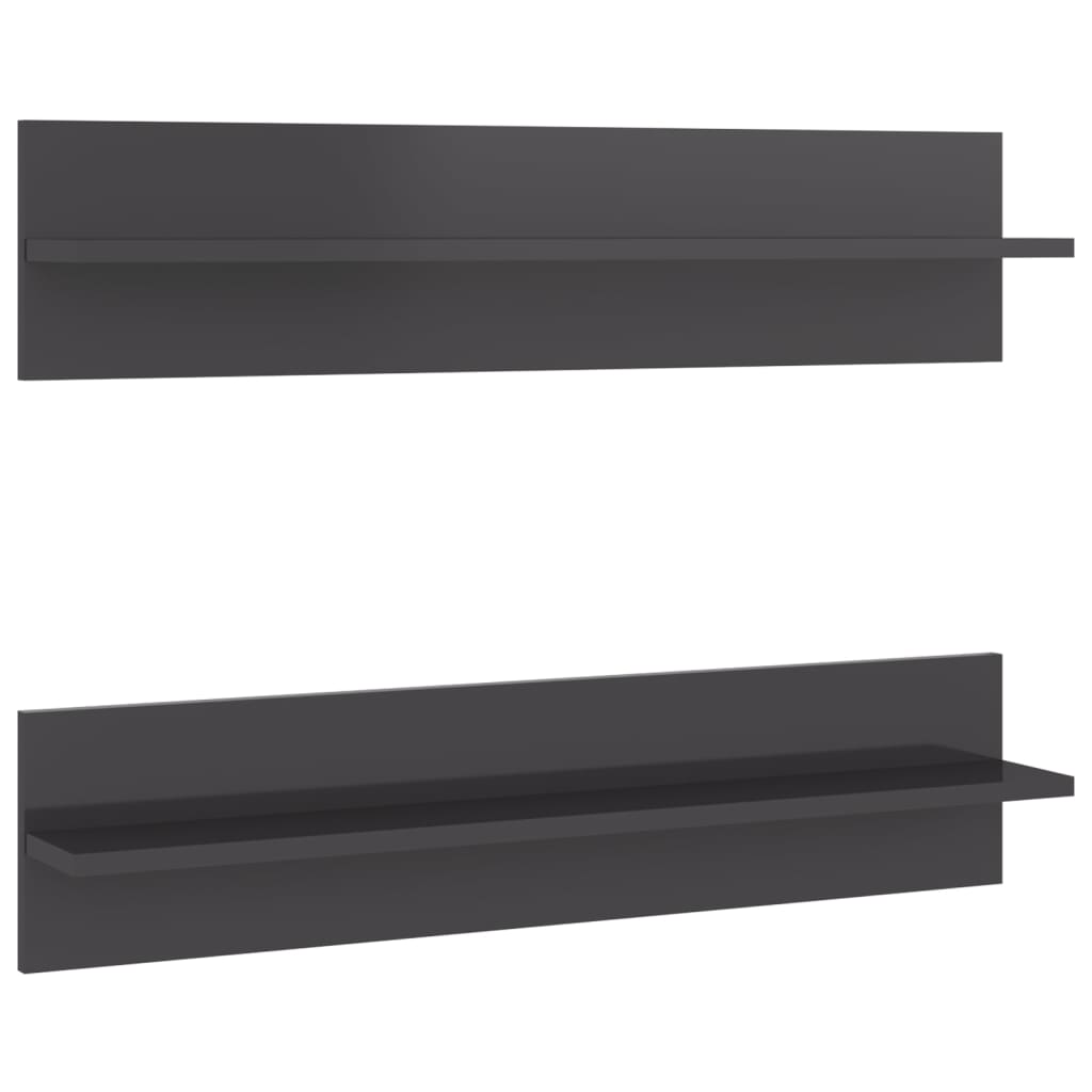 Rafturi de perete 2 buc. gri extralucios 80x11,5x18 cm PAL 807349
