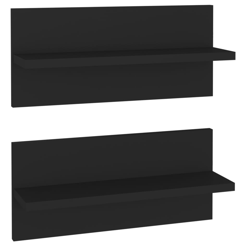Set rafturi de perete, 2 buc, negru, 40x11,5x18 cm, PAL 807299