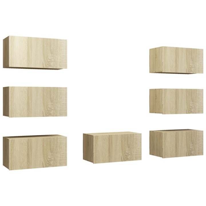 Set dulapuri TV vidaXL, 7 piese, stejar Sonoma, lemn prelucrat, 30,5x30x60 cm