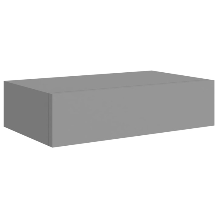 Стенен рафт с чекмедже vidaXL, сив, 40x23,5x10 см, МДФ, 3.3 Kg
