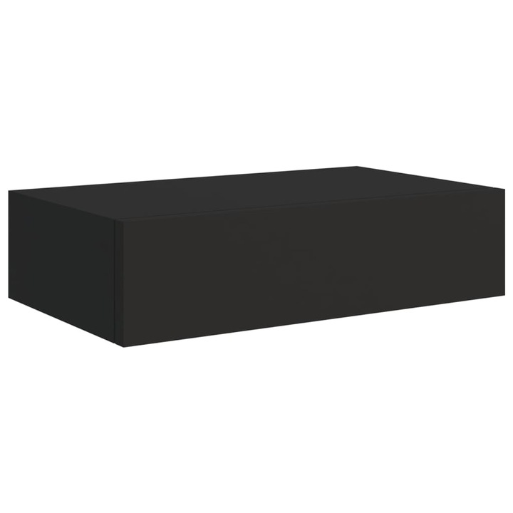 Стенен рафт с чекмедже vidaXL, черен, 40x23,5x10 см, МДФ, 3.3 Kg