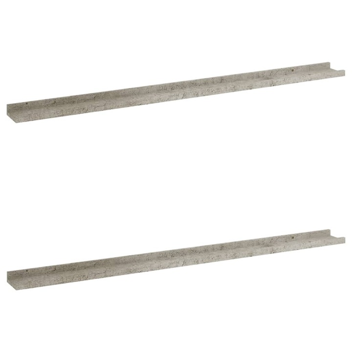Set rafturi de perete vidaXL, 2 buc., gri beton, 115x9x3 cm 2.1 kg