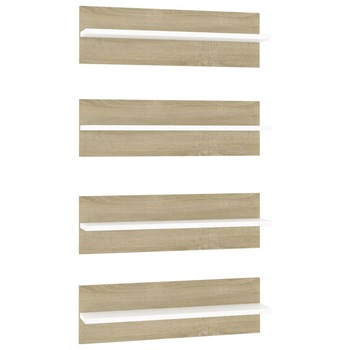 Set rafturi de perete 4 buc, alb/stejar sonoma, 60x11,5x18 cm, PAL 807326 Set rafturi de perete 4 buc, alb/stejar sonoma, 60x11,5x18 cm, PAL 807326