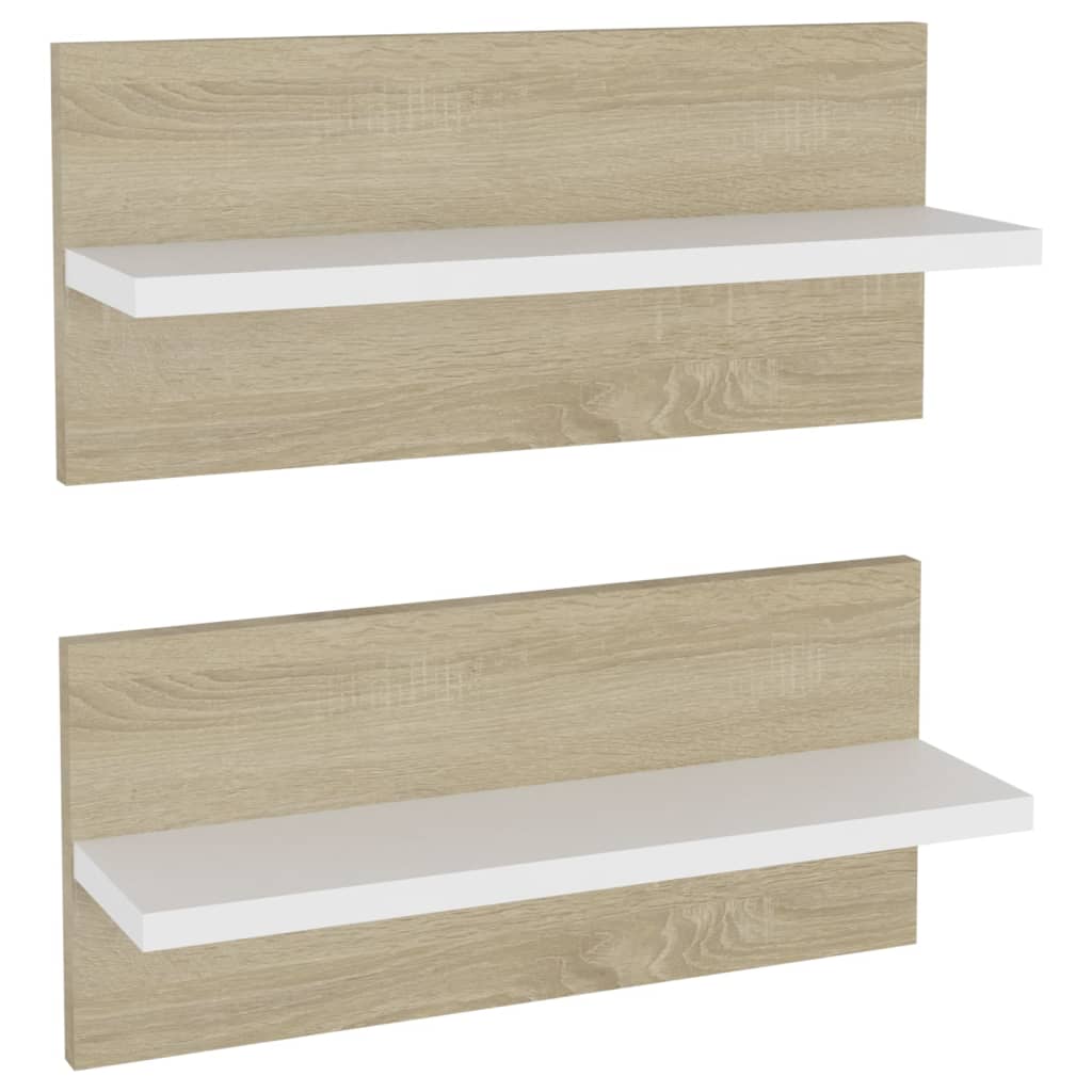 Set rafturi de perete, 2 buc alb si stejar sonoma, 40x11,5x18 cm 807307