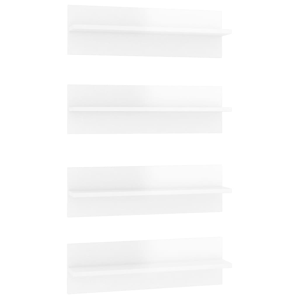 Set rafturi de perete, 4 buc, alb extralucios, 60x11,5x18 cm, PAL 807328