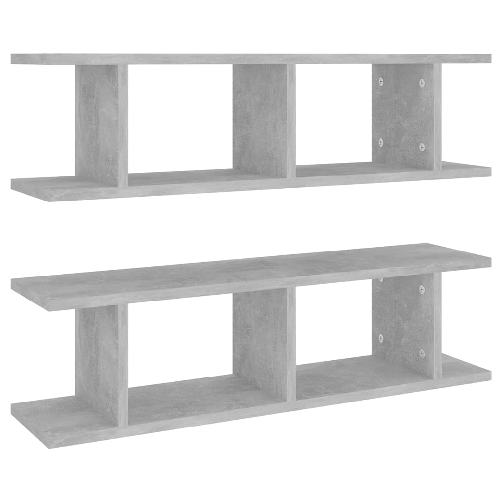 Set rafturi de perete, 2 buc, gri beton, 78x18x20 cm, PAL 807191