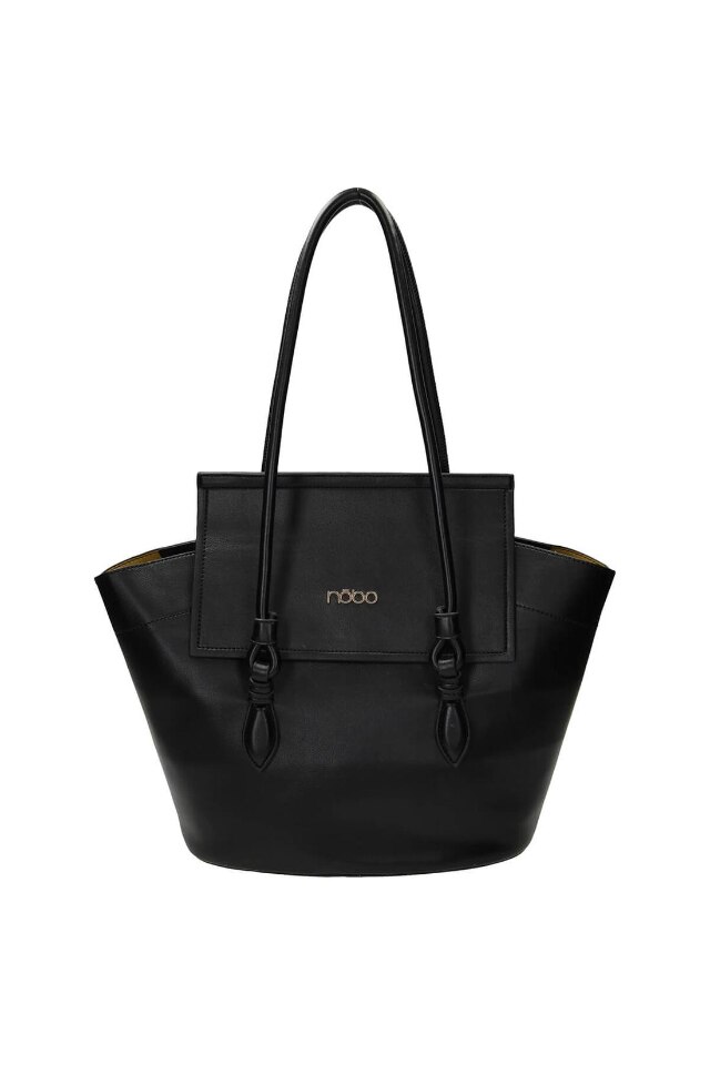 Geanta de dama, Nobo, Buzunar interior, Logo, 28 x 40 x 15 cm, Negru