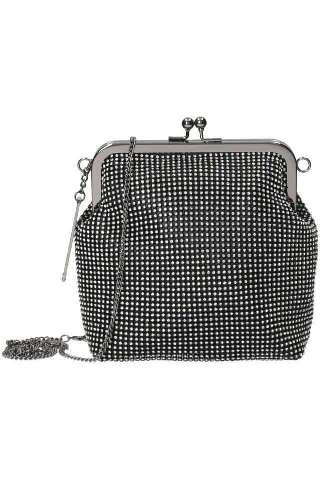 Geanta tip poseta, Nobo, 18 x 20 x 7 cm, Tinte, Negru/Argintiu