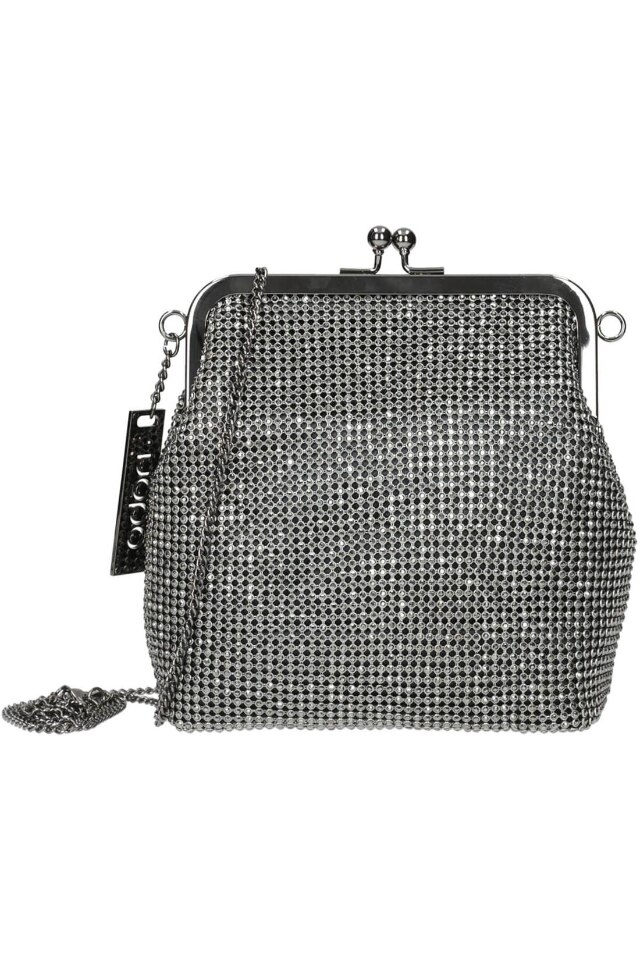 Geanta tip poseta, Nobo, 18 x 20 x 7 cm, Tinte, Negru/Argintiu