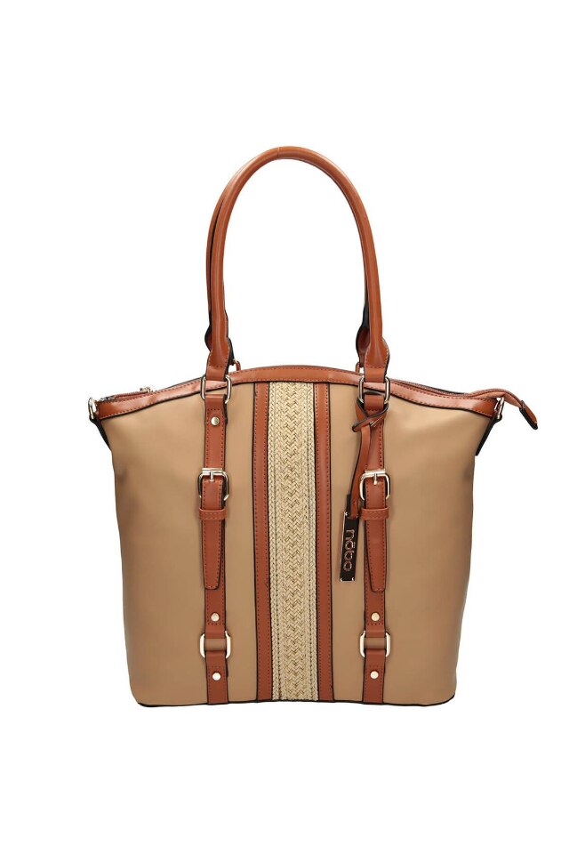 Geanta de mana Nobo, NBAG-K0570-C017, 33x40x14 cm, Piele ecologica, Maro