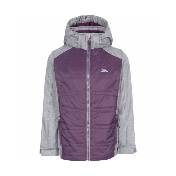Geaca softshell pentru fete, Trespass, Rockrose, Fleece, Gri/Mov, 11-12 ani