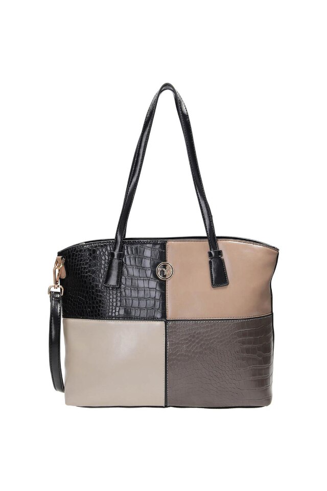 Geanta Nobo, Piele ecologica, 29.5x36x13 cm, Negru