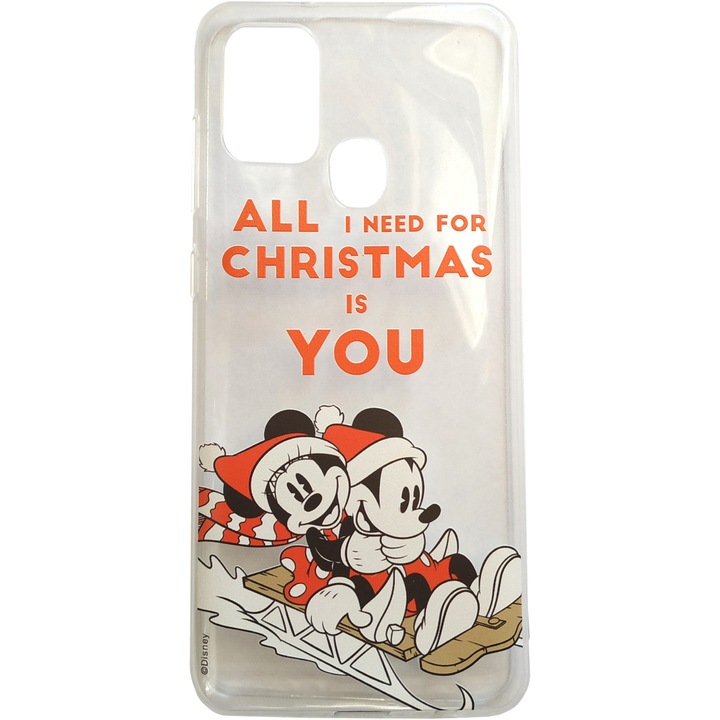 Предпазен гръб Disney Case, 015, Mickey and minnie, Partial print, за Samsung Galaxy A21s, Прозрачен/Многоцветен