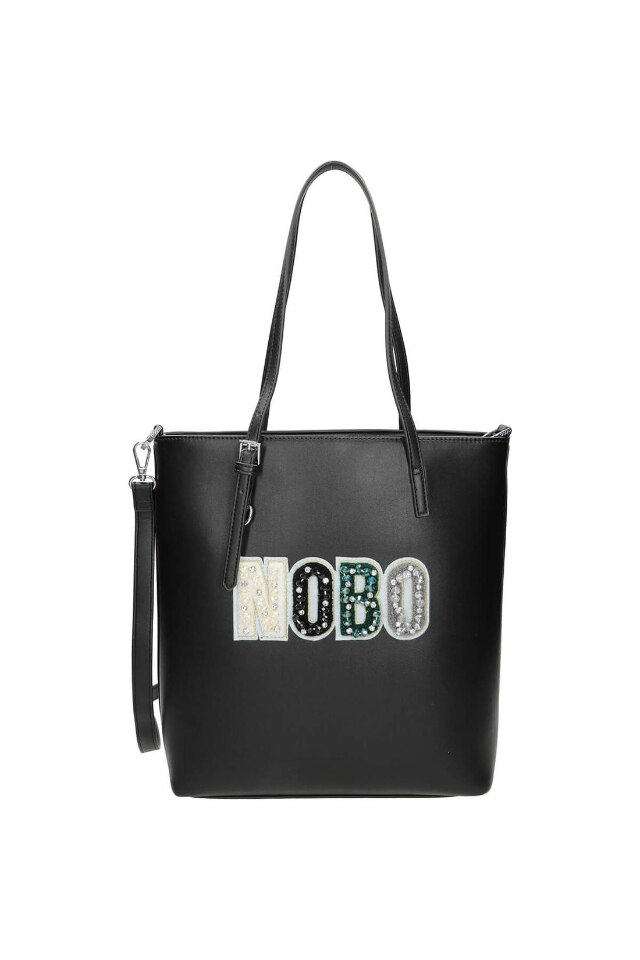 Geanta Nobo, Piele ecologica, 33x36x10 cm, Negru
