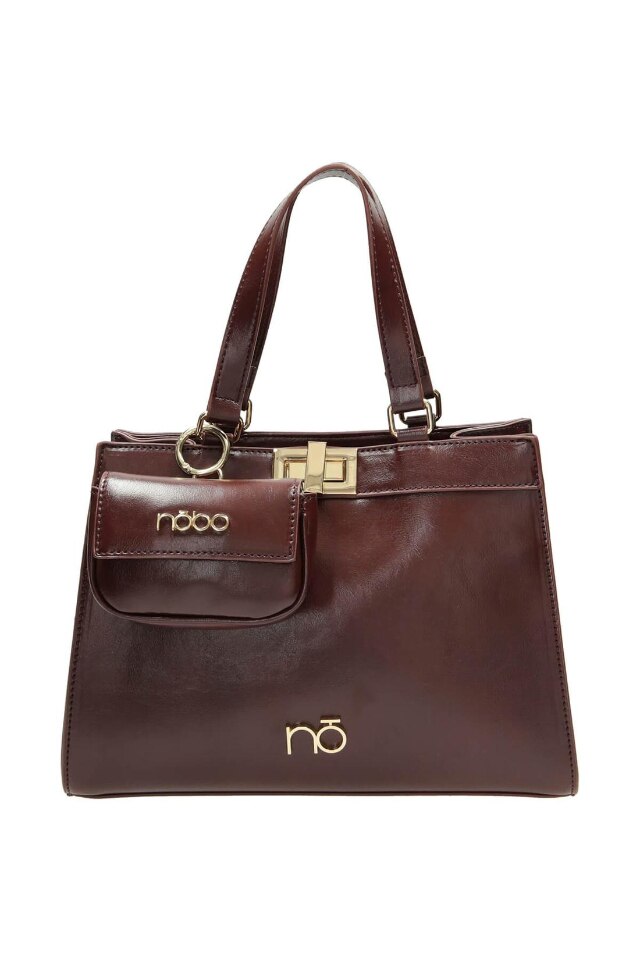 Geanta dama Nobo, Piele ecologica, 23x27 / 30x12 cm, Maro