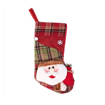 Cizmulita decorativa, Soseta pentru cadou tip figurina Mos Craciun in relief, 42x25 cm, rosu Cizmulita decorativa, Soseta pentru cadou tip figurina Mos Craciun in relief, 42x25 cm, rosu