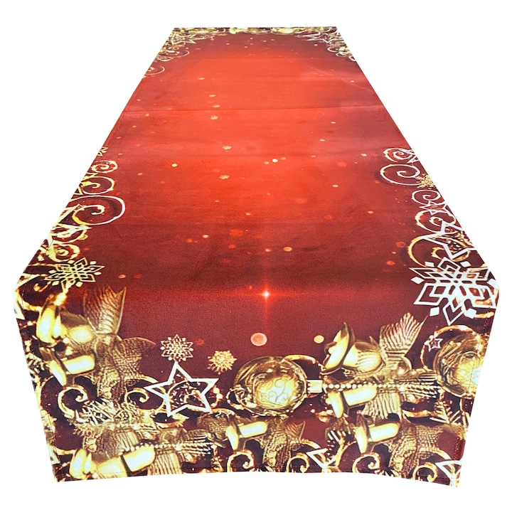 Gömbös nyomtatott karácsonyi mintás asztali futó 40 x 140 cm