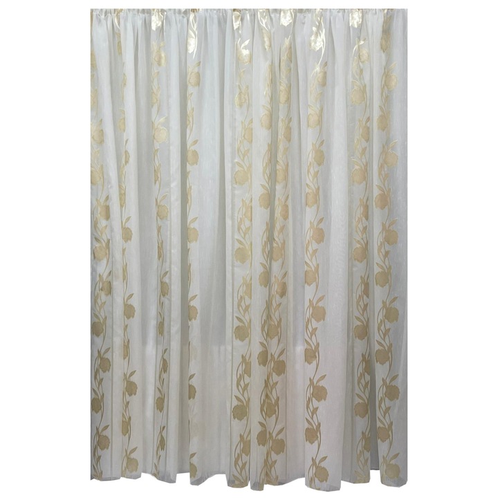 Perdea brodata, culoare ivoire/capuccino, din colectia "Bella by Liz Line", 200x245cm, cu rejansa P2702