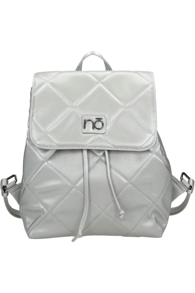 Geanta de spate Nobo, Piele ecologica, 28 x 37 x 14 cm, Argintiu