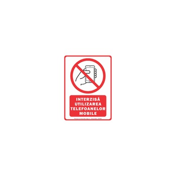 Indicator de interdictie - Interzisa utilizarea telefoanelor mobile, S4005, Autocolant PVC 140x200mm Indicator de interdictie - Interzisa utilizarea telefoanelor mobile, S4005, Autocolant PVC 140x200mm