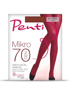 Penti - Плътен дамски чорапогащник от микрофибър Micro 70 Den, Бордо