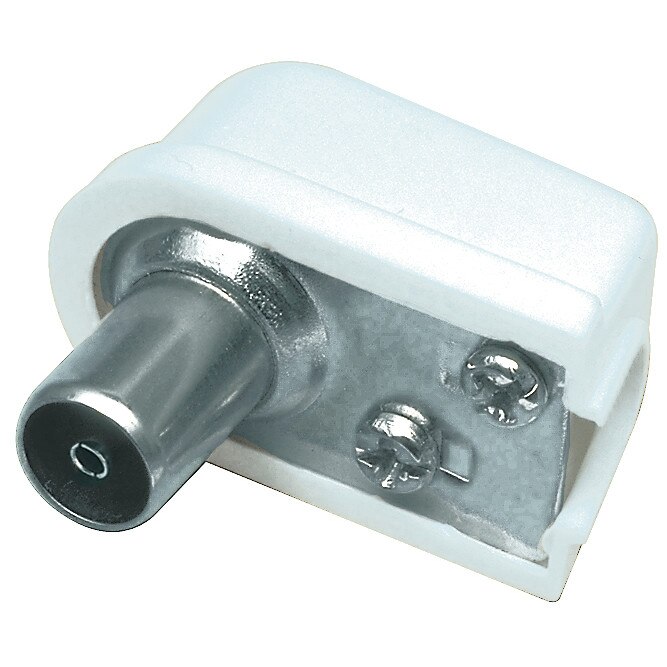 Conector coaxial mama, plastic, colturi rotunjite, cotit