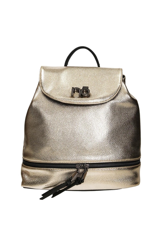 Geanta de spate Nobo, Piele ecologica, 30 x 20/28 x 16 cm, Auriu