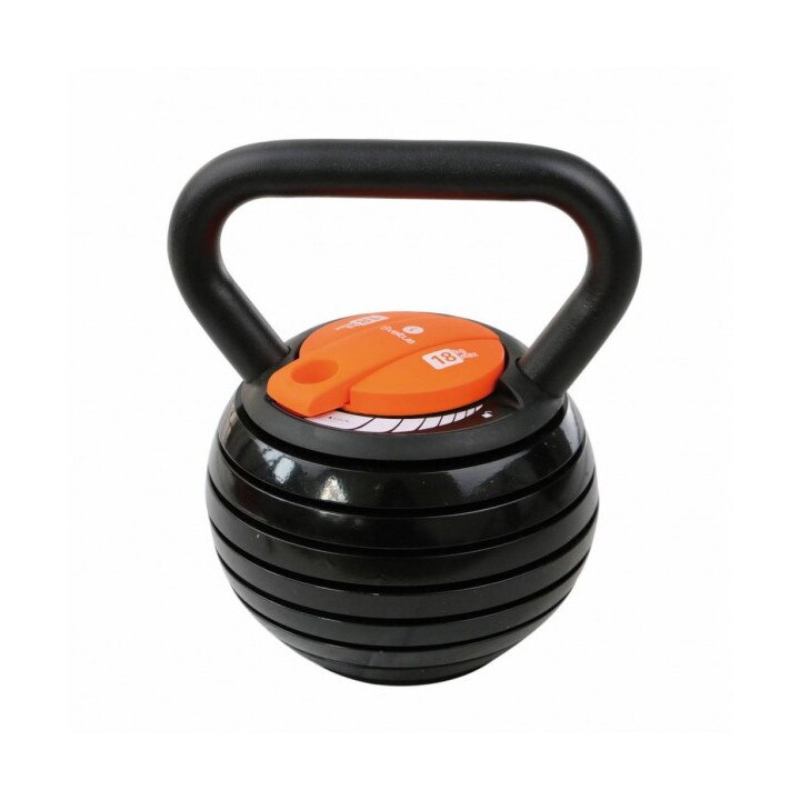 Greutate reglabila Kettlebell, Sveltus, OSFA, 4-18 kg, Negru/Portocaliu