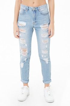 Blugi dama Boyfriend cu rupturi si talie inalta, Denim , 36 EU Blugi dama Boyfriend cu rupturi si talie inalta, Denim , 36 EU