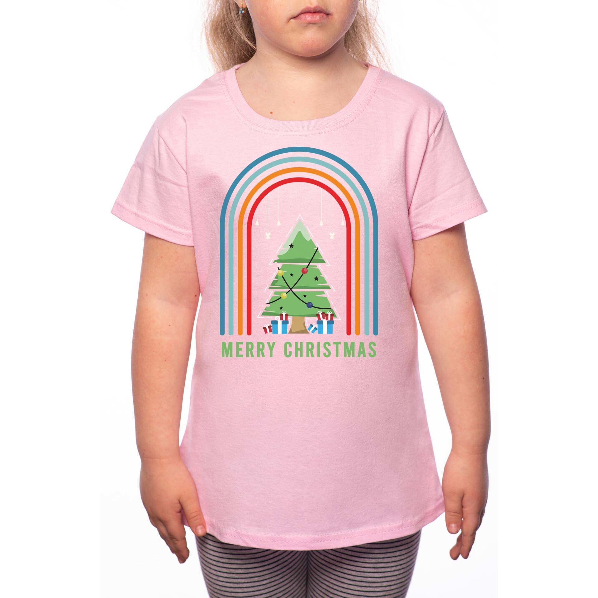 Tricou Fetita, Merry Christmas, 100% Bumbac, W171, Roz