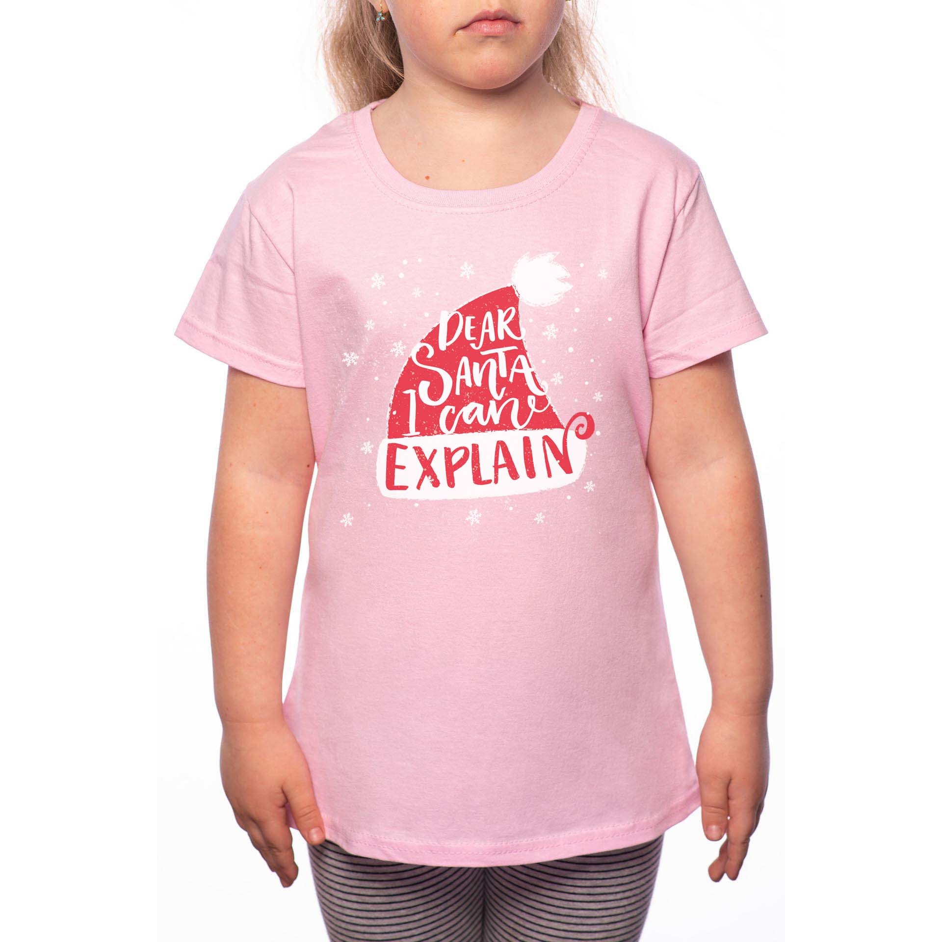 Tricou Fetita, Dear Santa, 100% Bumbac, R168, Roz