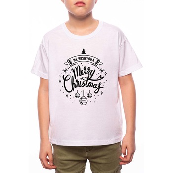 Tricou Baiat, We Wish You A Merry Christmas, 100% Bumbac, W172, Alb, 164 CM Standard, Alb Tricou Baiat, We Wish You A Merry Christmas, 100% Bumbac, W172, Alb, 164 CM Standard, Alb